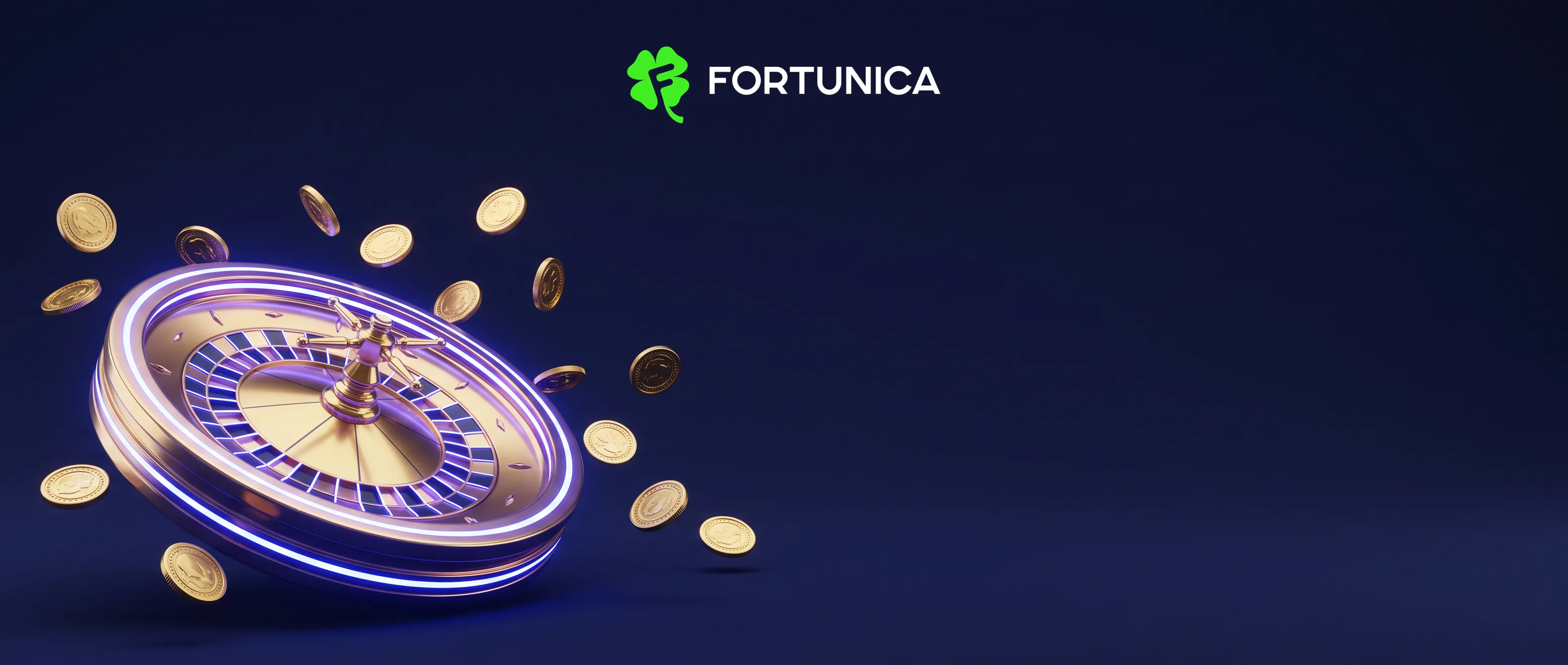 Fortunica roulette wheel surrounded by gold coins